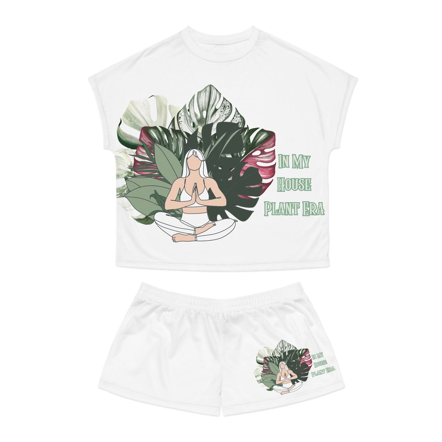 In My House Plant Era, Festive Women's Short Pajama Set, Cozy Sleepwear, Cute Pajama Outfit, Holiday Gift, Loungewear, Valentine's Day PJs