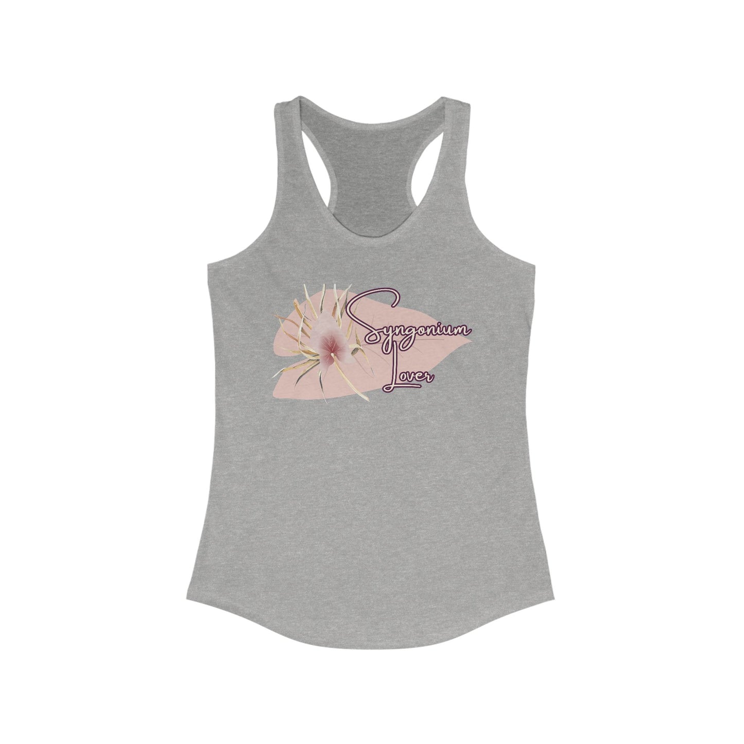 Syngonium Lover, Women's Floral Racerback Tank, Summer Workout Top, Cute Gym Shirt, Gift for Her, Yoga Apparel, Casual Summer Wear