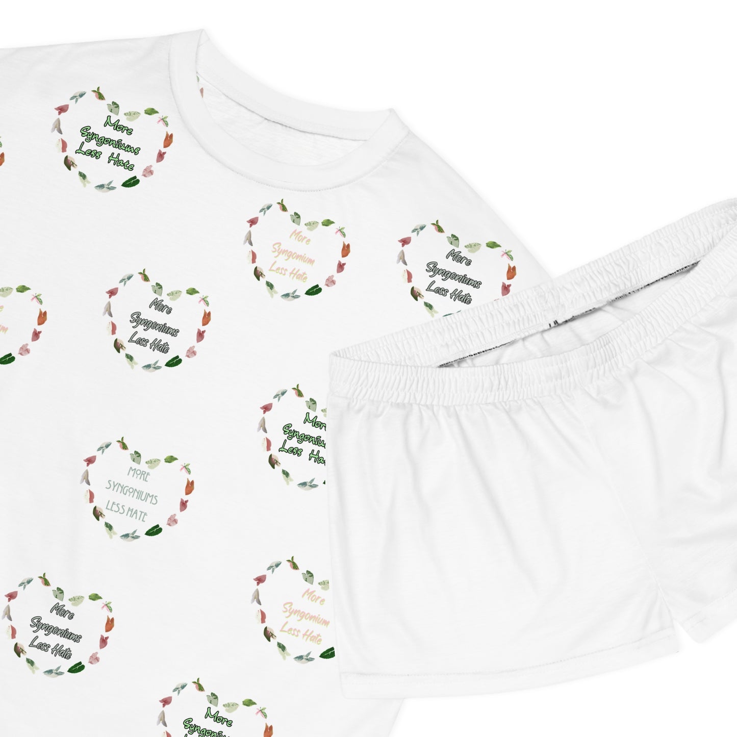 More Syngonium's Less Hate, Festive Women's Short Pajama Set, Cozy Sleepwear, Cute Pajama Outfit, Holiday Gift, Loungewear, Valentine's Day PJs