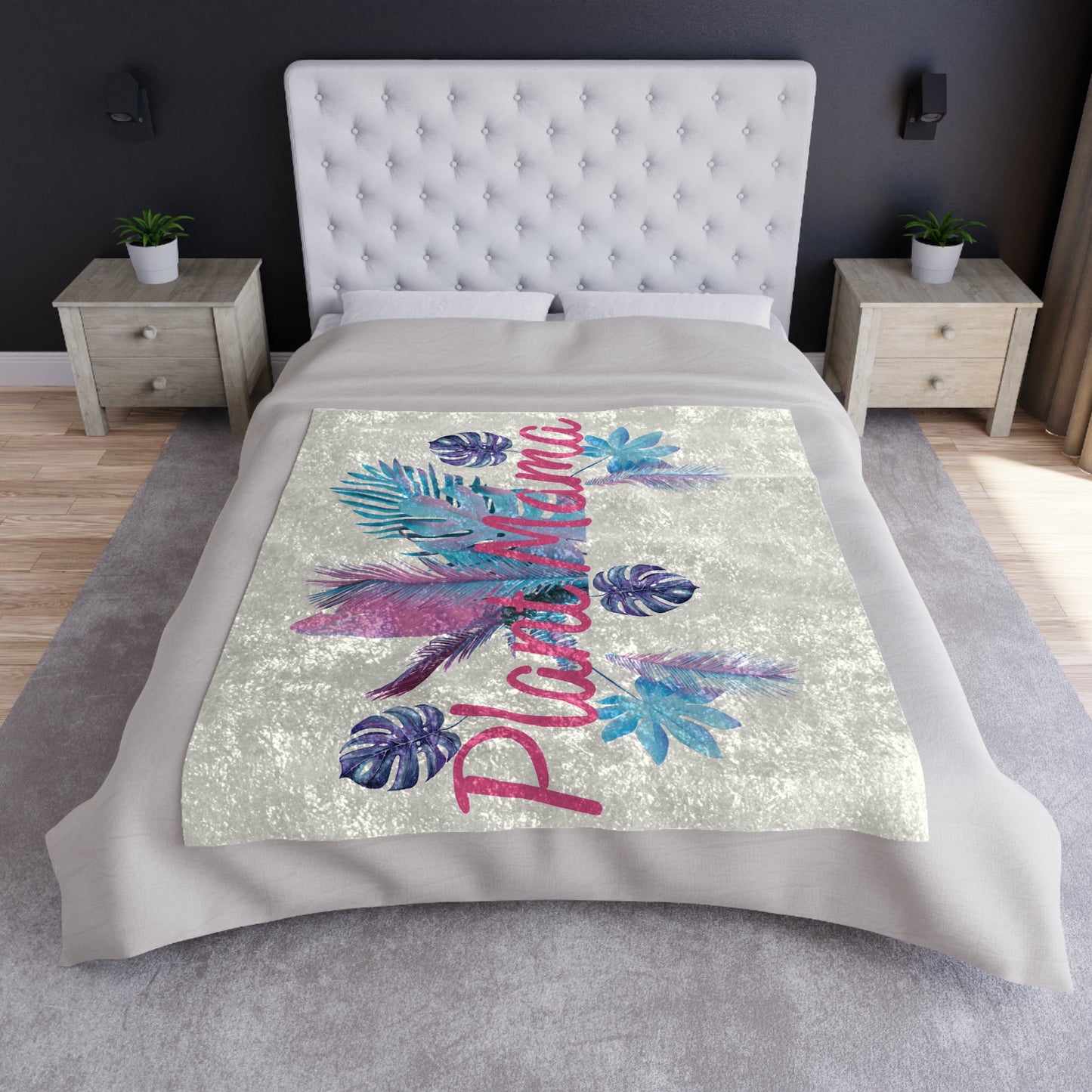 Plant Mama Crushed Velvet Throw Blanket