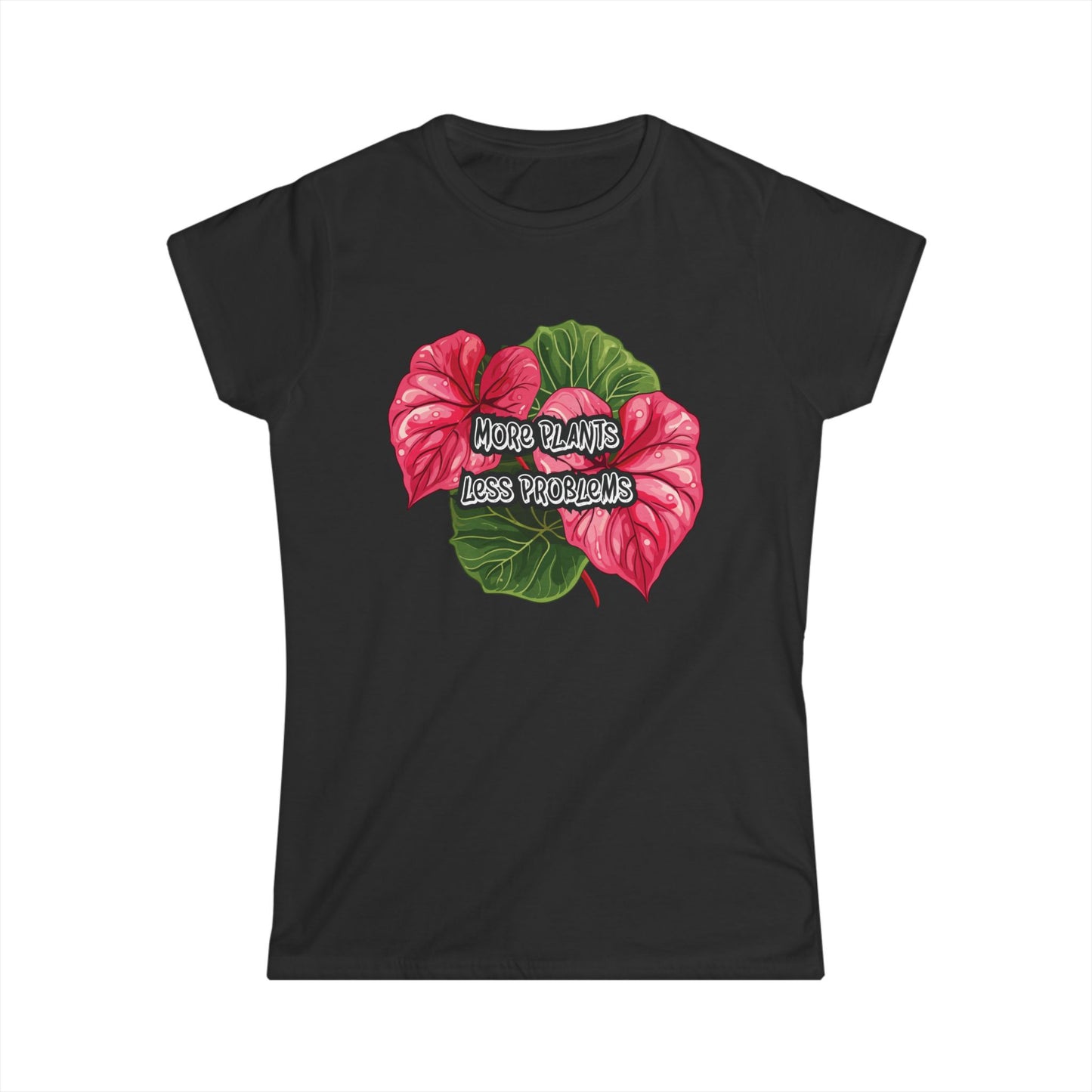 More Syngoniums Less Hate, Women's Softstyle Tee with Floral Design - Perfect for Gifts, Birthdays, Summer, Casual Wear, Plant Lovers