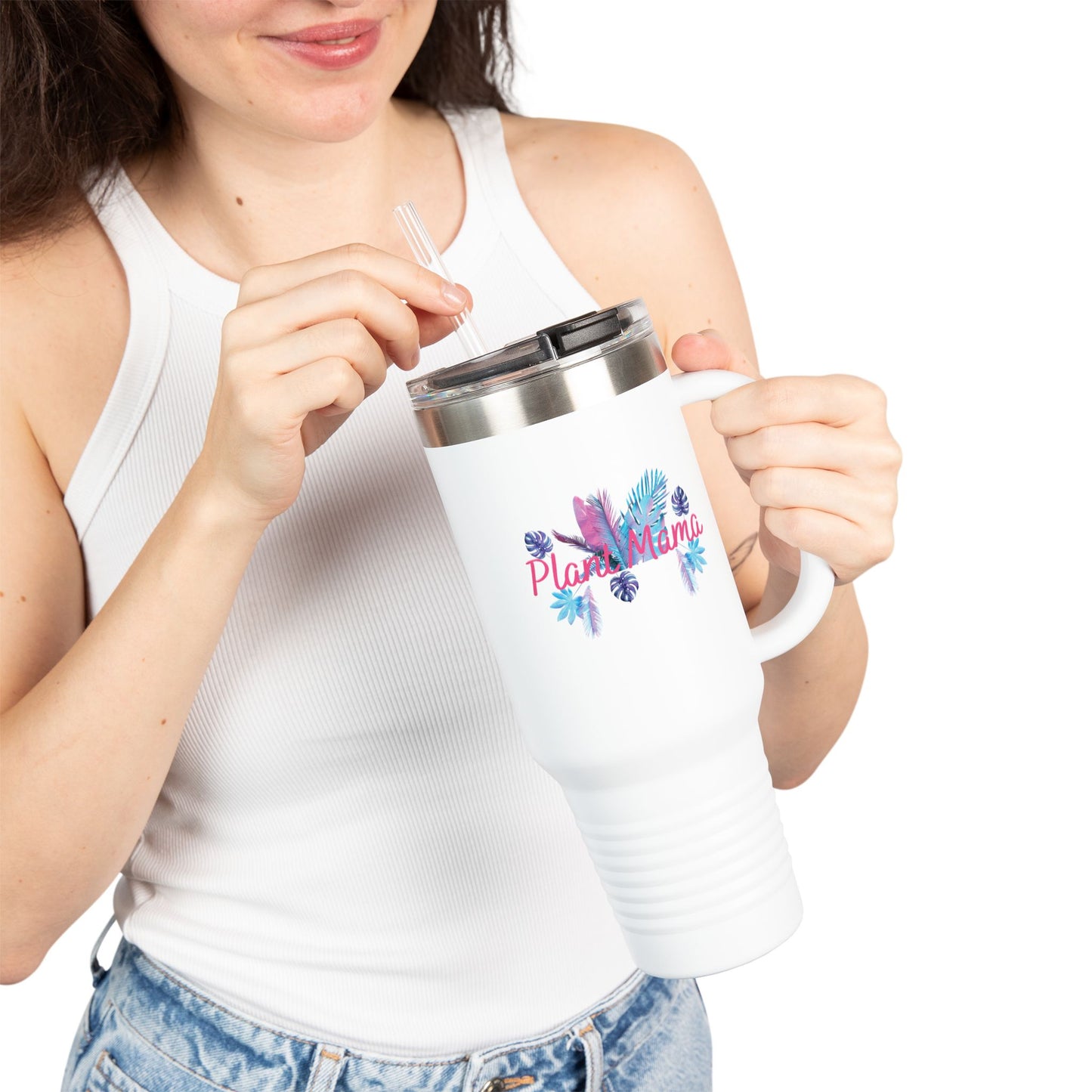 Plant Mama Tumbler, Insulated Travel Mug for Plant Mamas, Floral Travel Mug, Eco-Friendly Mug, Gift for Gardeners, Customizable Mug, 40oz Mug