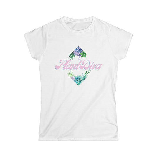 Plant Diva T Shirt, Women's Soft Style T Shirt, T Shirt Floral Women's Tee, Casual T-Shirt, Stylish Summer Top, Gift for Her, Comfortable Graphic Tee