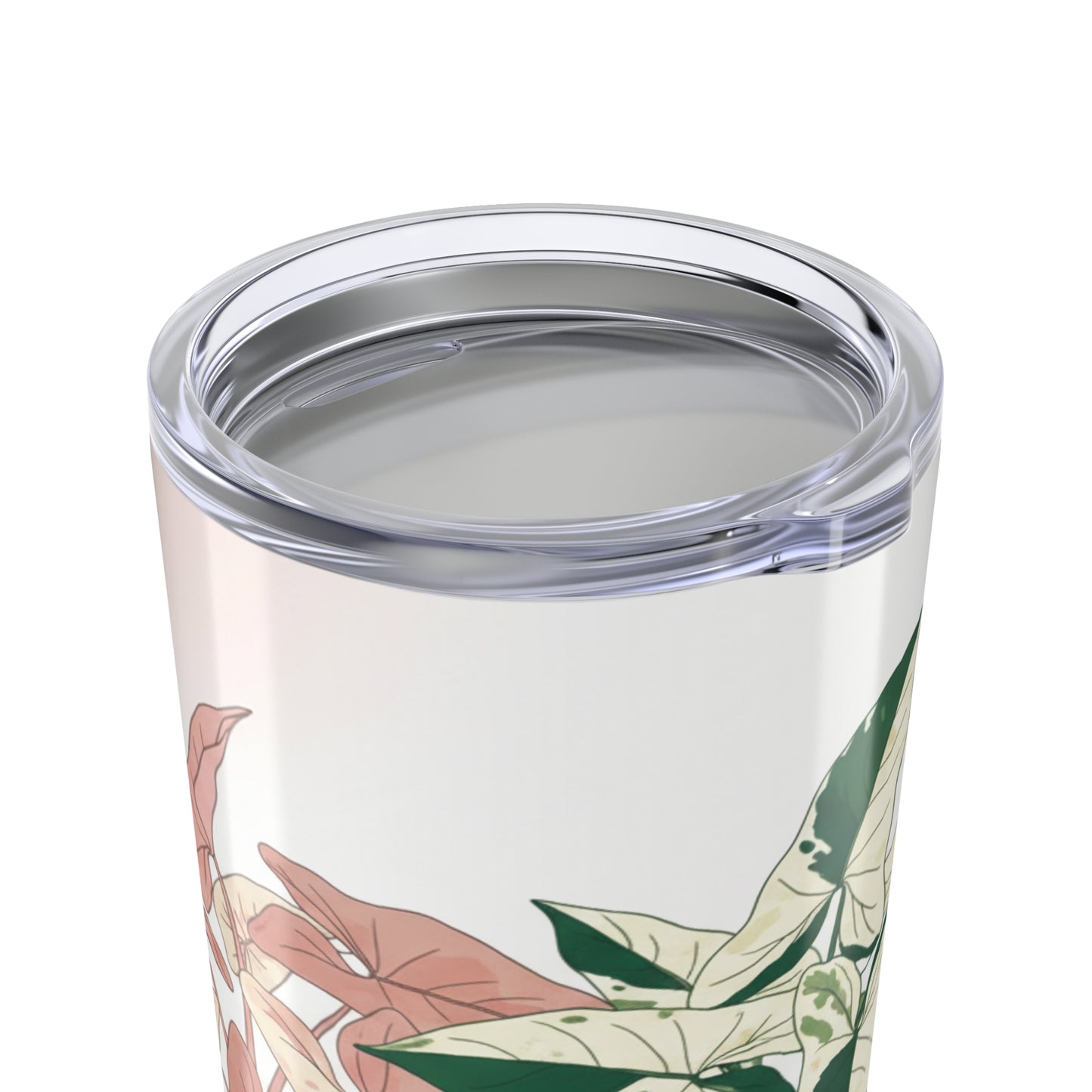 20oz Syngonium Plant Pattern Tumbler — Botanical Syngoniums Design, Green, Pink, & Blush