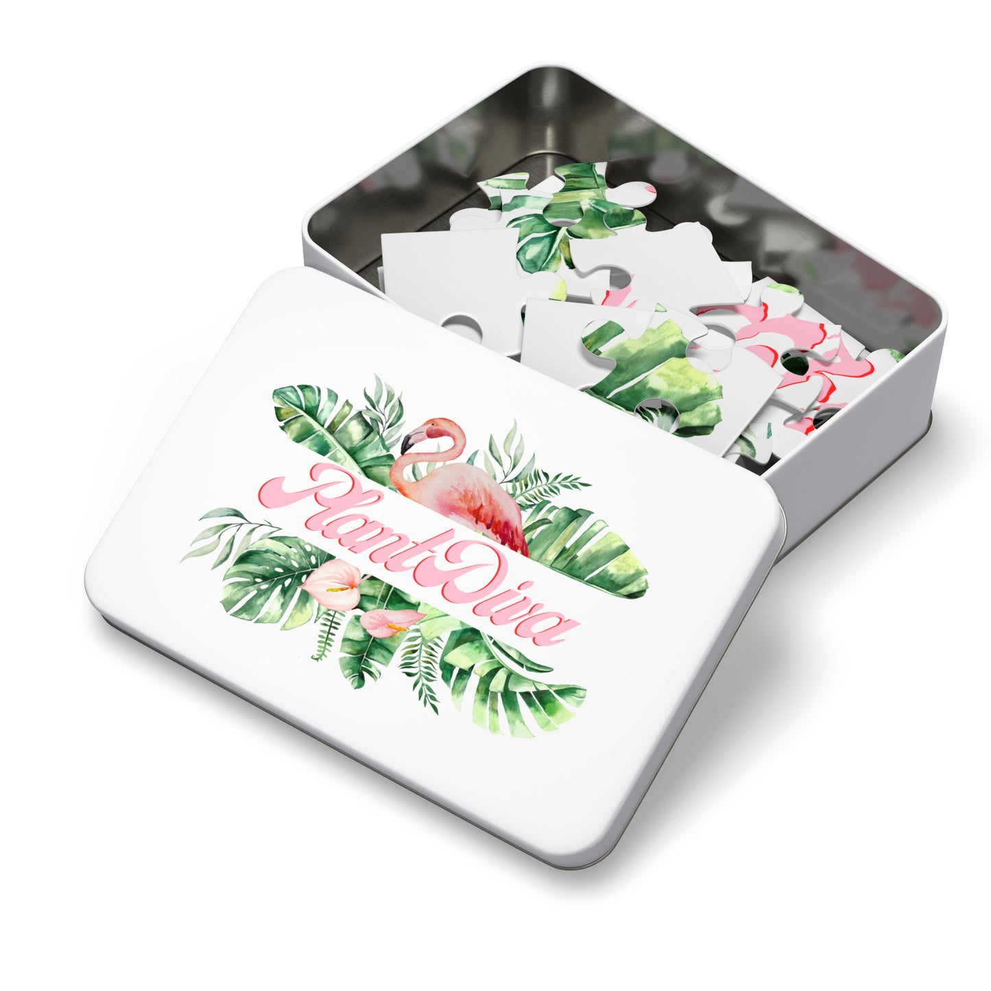Flamingo Jigsaw Puzzle with Tin - Tropical Decor for Home, Gift for Puzzle Lovers, Relaxing Activity, Fun Family Game, Summer Vibe