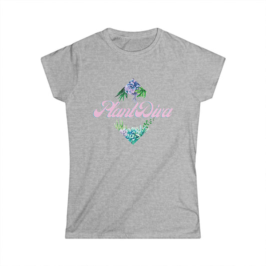 Plant Diva T Shirt, Women's Soft Style T Shirt, T Shirt Floral Women's Tee, Casual T-Shirt, Stylish Summer Top, Gift for Her, Comfortable Graphic Tee