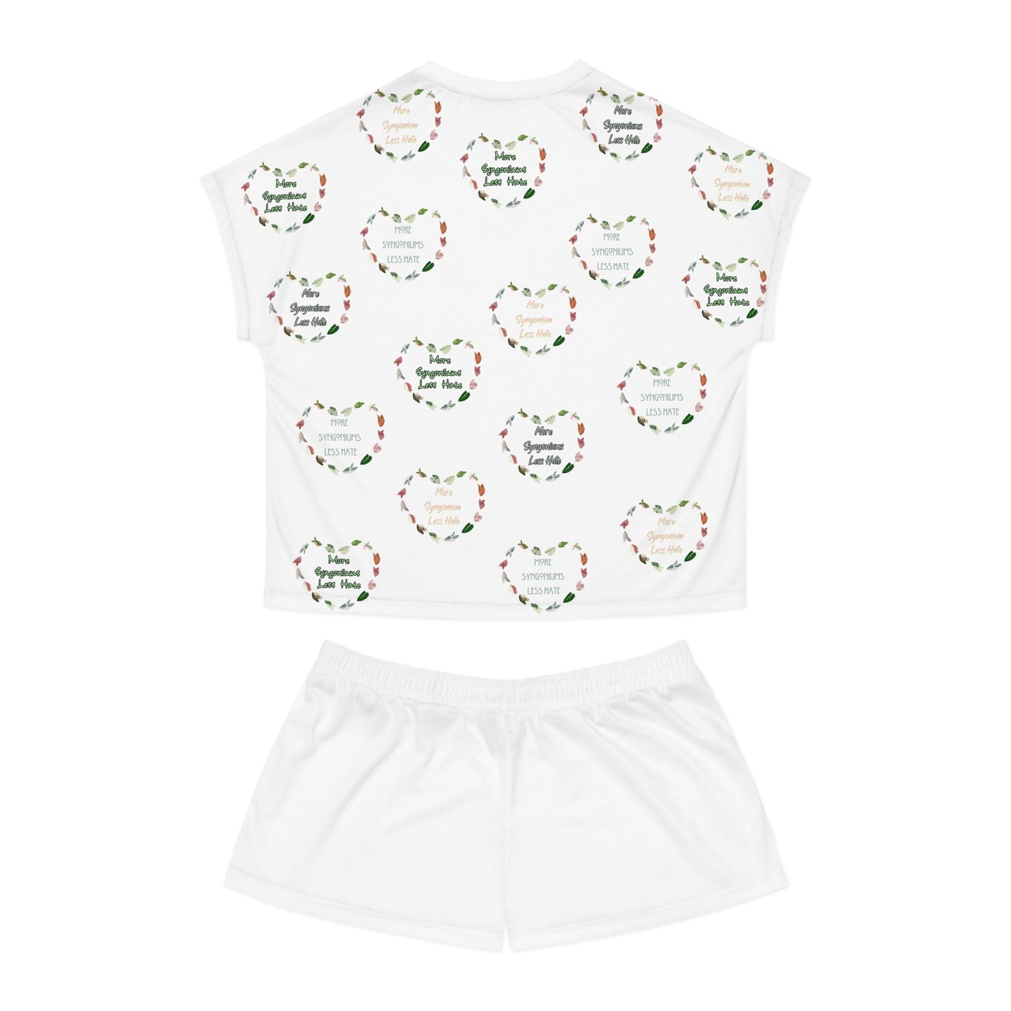 More Syngonium's Less Hate, Festive Women's Short Pajama Set, Cozy Sleepwear, Cute Pajama Outfit, Holiday Gift, Loungewear, Valentine's Day PJs