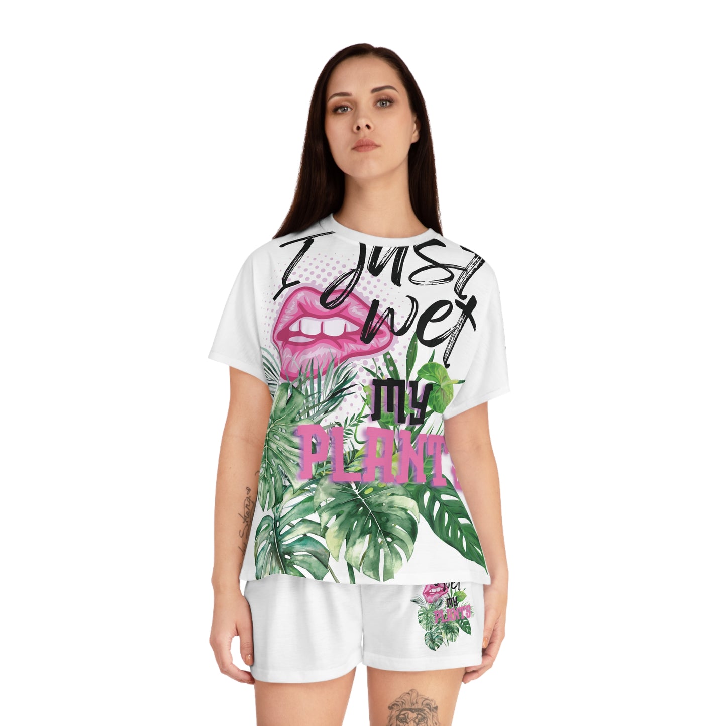 I Just Wet My Plants, Playful Women's Pajama Set, Perfect for Plant Lovers, Botanical Sleepwear, Gift for Her, Cozy Lounge Outfit