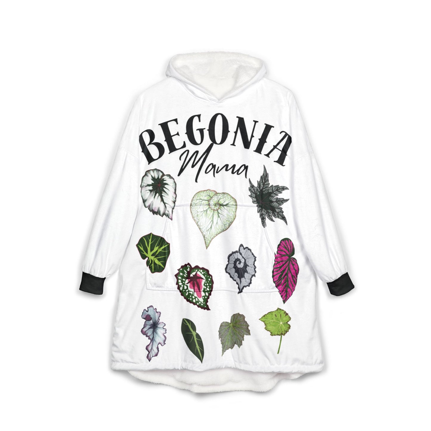 Begonia Mama, Cozy Plant Lover's Unisex Hooded Blanket - Perfect for Lounging, Gifts for Home, Nature Enthusiasts, Mother's Day, or Relaxation