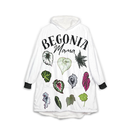 Begonia Mama, Cozy Plant Lover's Unisex Hooded Blanket - Perfect for Lounging, Gifts for Home, Nature Enthusiasts, Mother's Day, or Relaxation