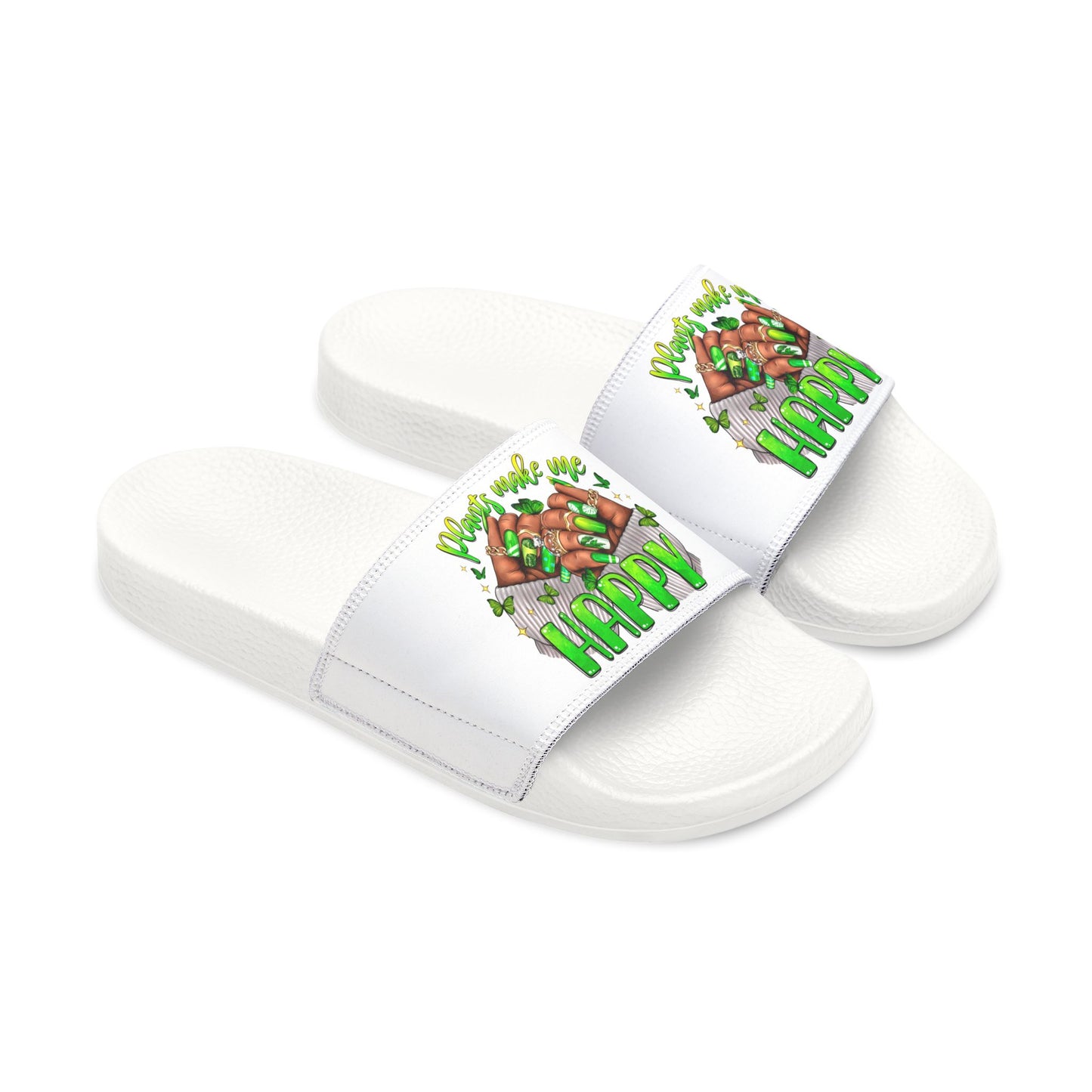 Plants Make Me Happy Women’s Removable-Strap Slides-Sandals