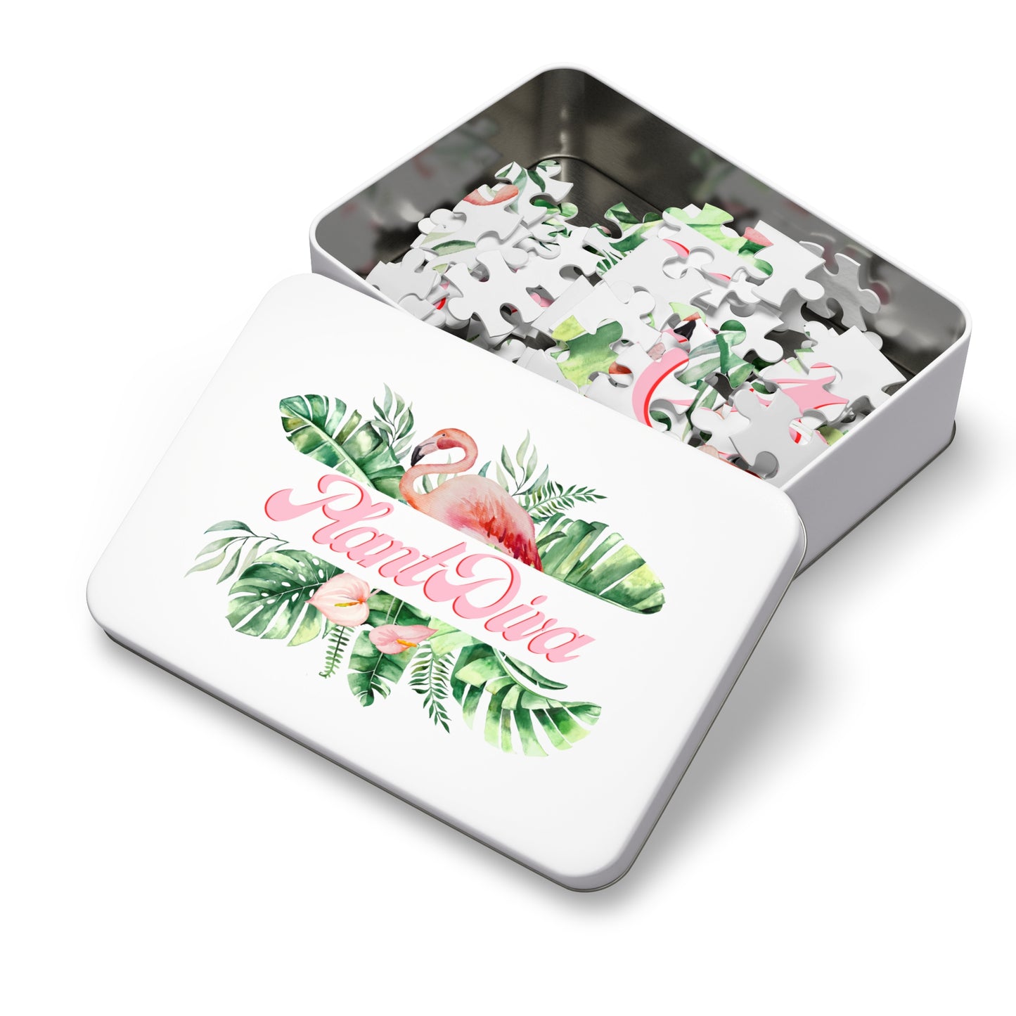 Flamingo Jigsaw Puzzle with Tin - Tropical Decor for Home, Gift for Puzzle Lovers, Relaxing Activity, Fun Family Game, Summer Vibe