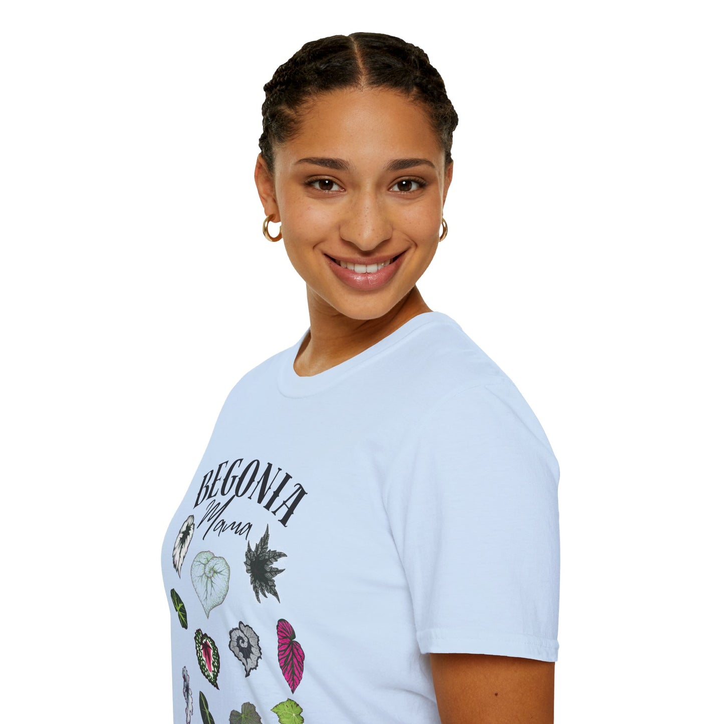 Begonia Mama T-Shirt – Plant Lover Tee with Begonia Leaf Shirt-Unisex Soft Style T-Shirt
