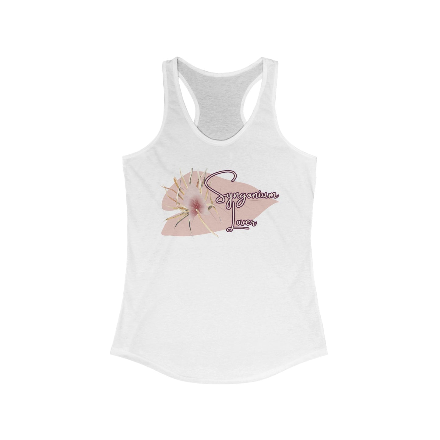 Syngonium Lover, Women's Floral Racerback Tank, Summer Workout Top, Cute Gym Shirt, Gift for Her, Yoga Apparel, Casual Summer Wear