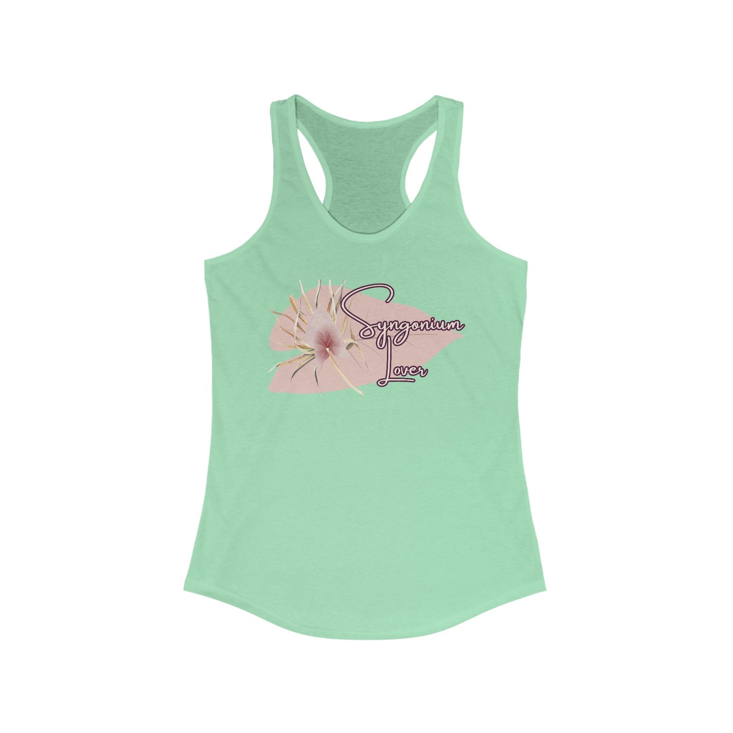 Syngonium Lover, Women's Floral Racerback Tank, Summer Workout Top, Cute Gym Shirt, Gift for Her, Yoga Apparel, Casual Summer Wear