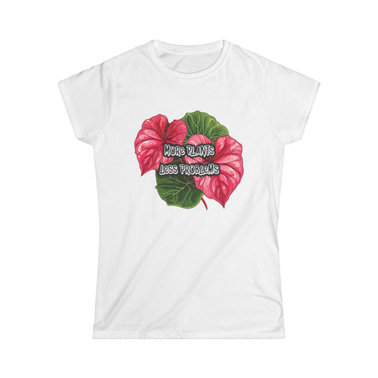 More Syngoniums Less Hate, Women's Softstyle Tee with Floral Design - Perfect for Gifts, Birthdays, Summer, Casual Wear, Plant Lovers