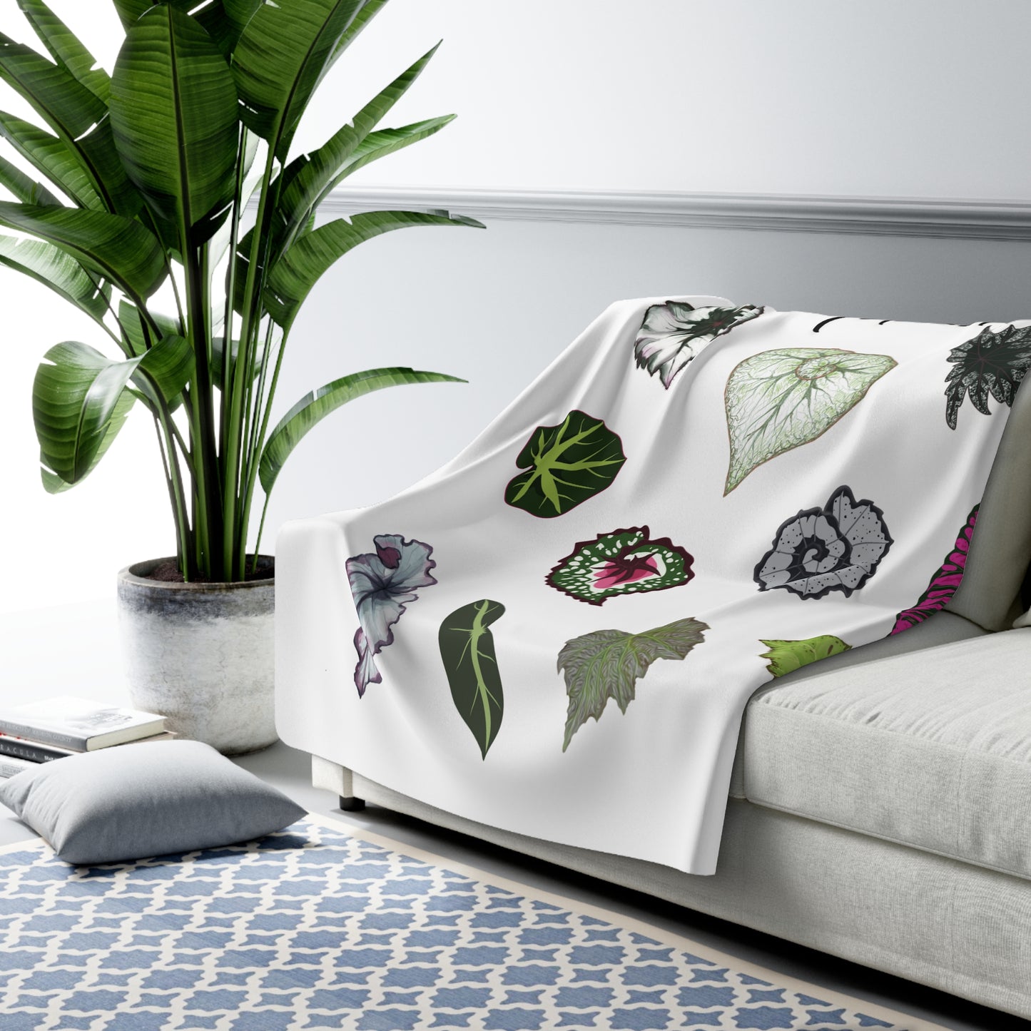 Begonia Mama Sherpa Blanket — Cozy Plant Mom Fleece Throw