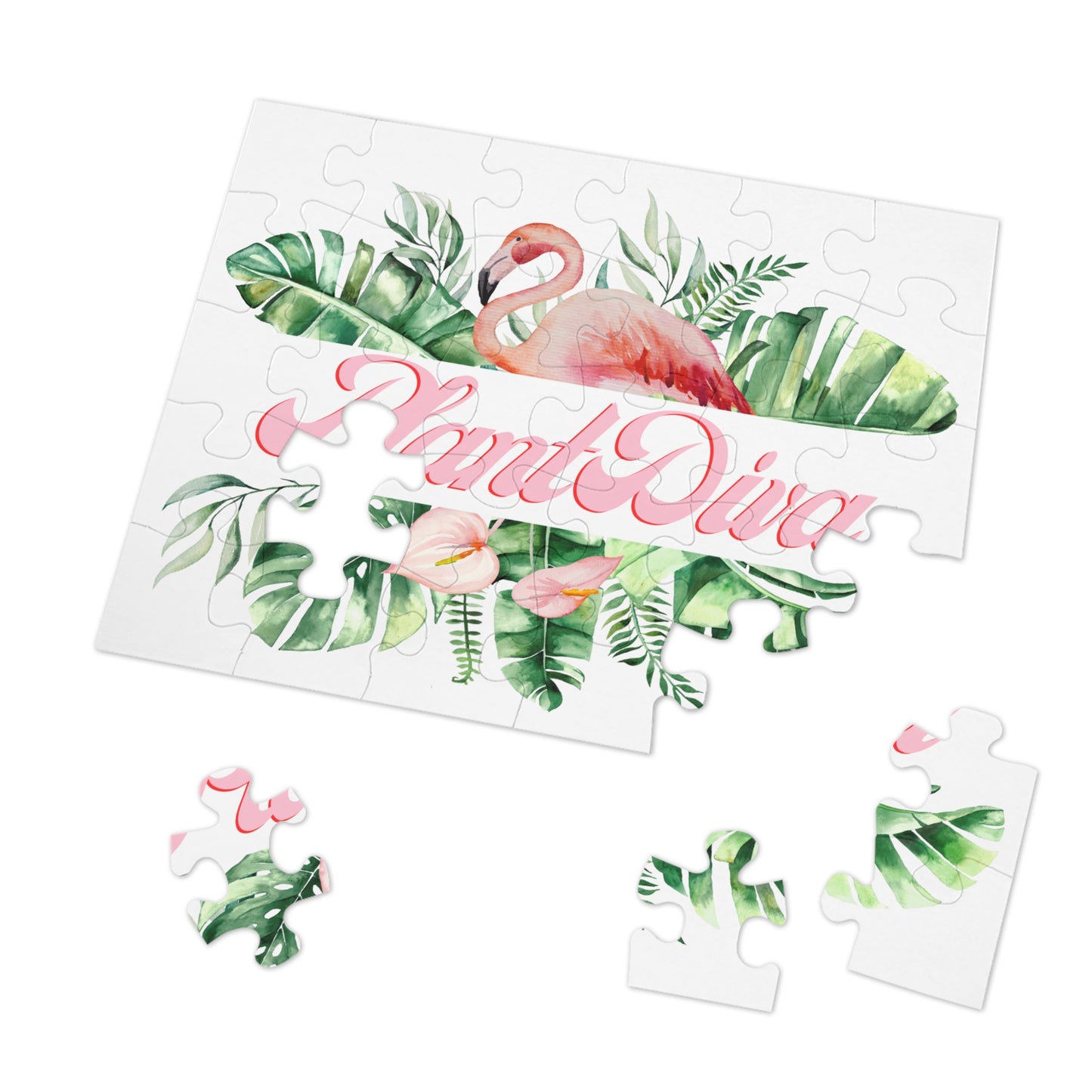 Flamingo Jigsaw Puzzle with Tin - Tropical Decor for Home, Gift for Puzzle Lovers, Relaxing Activity, Fun Family Game, Summer Vibe