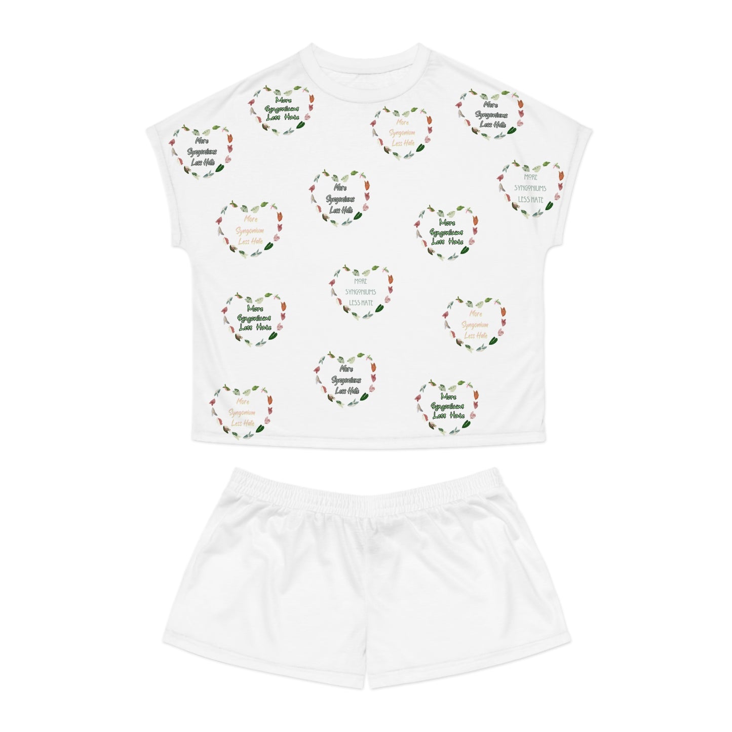 More Syngonium's Less Hate, Festive Women's Short Pajama Set, Cozy Sleepwear, Cute Pajama Outfit, Holiday Gift, Loungewear, Valentine's Day PJs