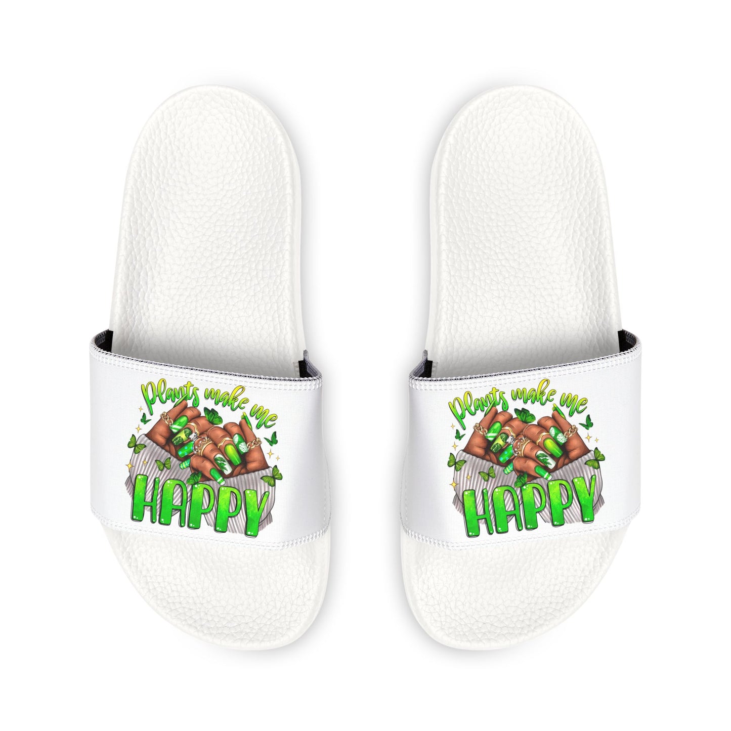 Plants Make Me Happy Women’s Removable-Strap Slides-Sandals