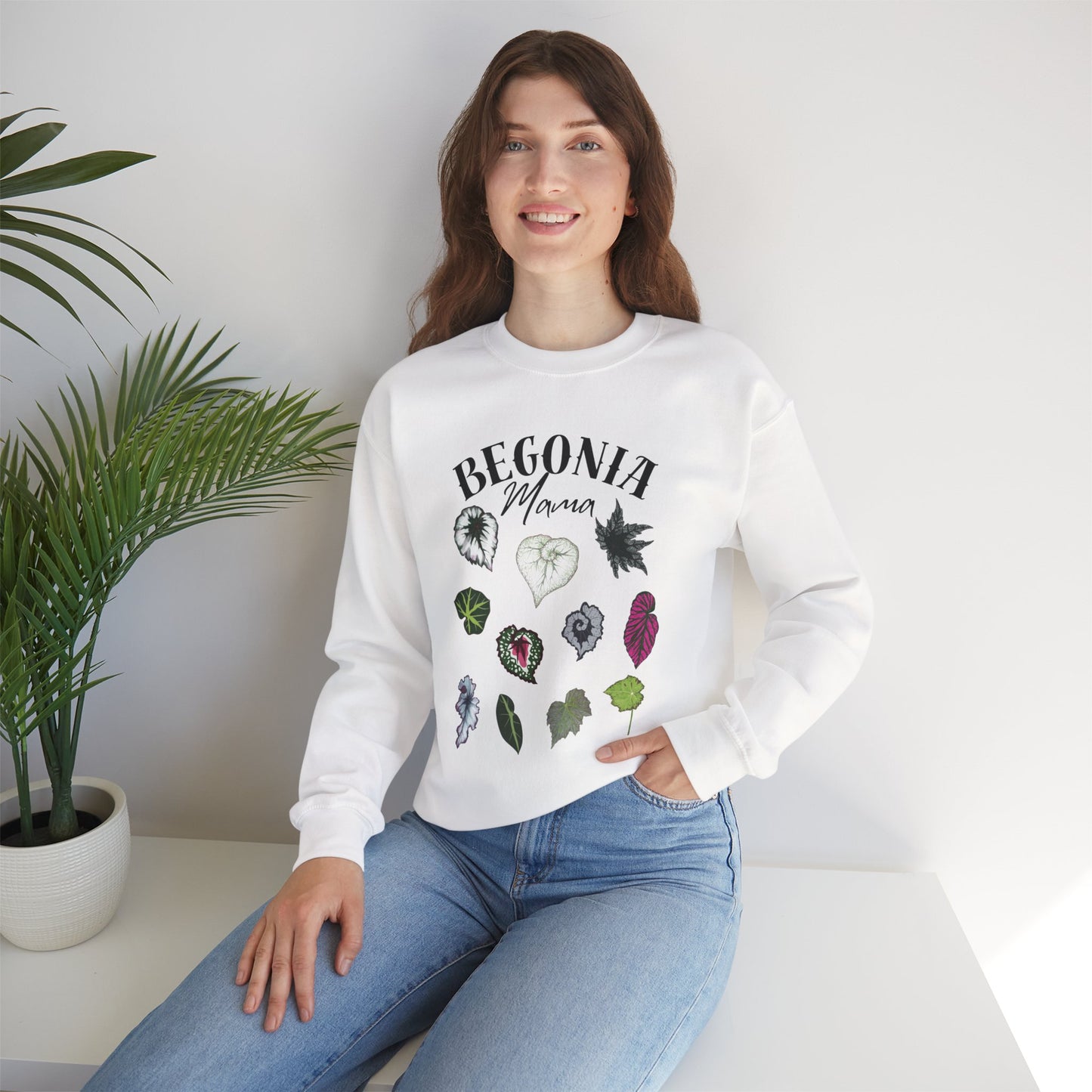 Begonia Mama Crewneck Sweatshirt — Botanical Plant Mom Pullover