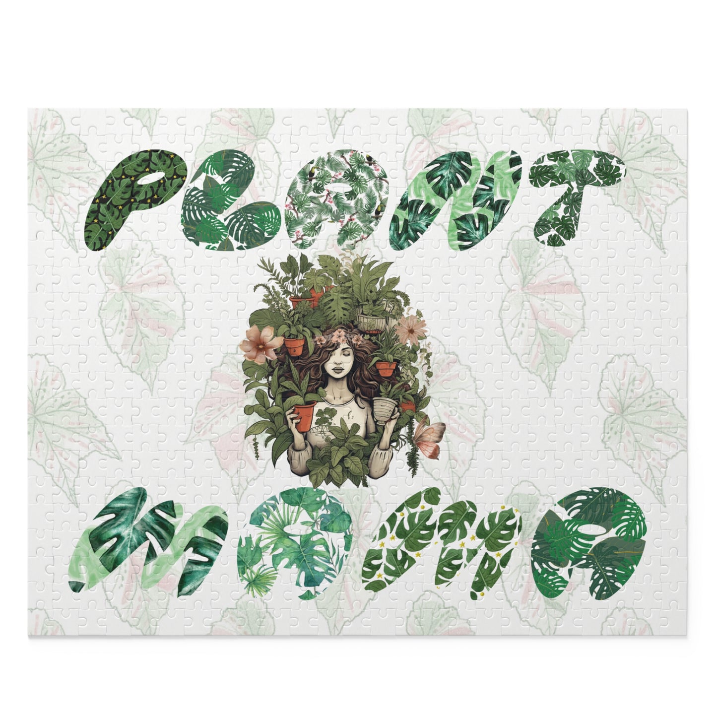 Plant Mama Puzzle — 120/252/500-Piece Botanical Jigsaw with “Plant Mama” Green Leaf Design
