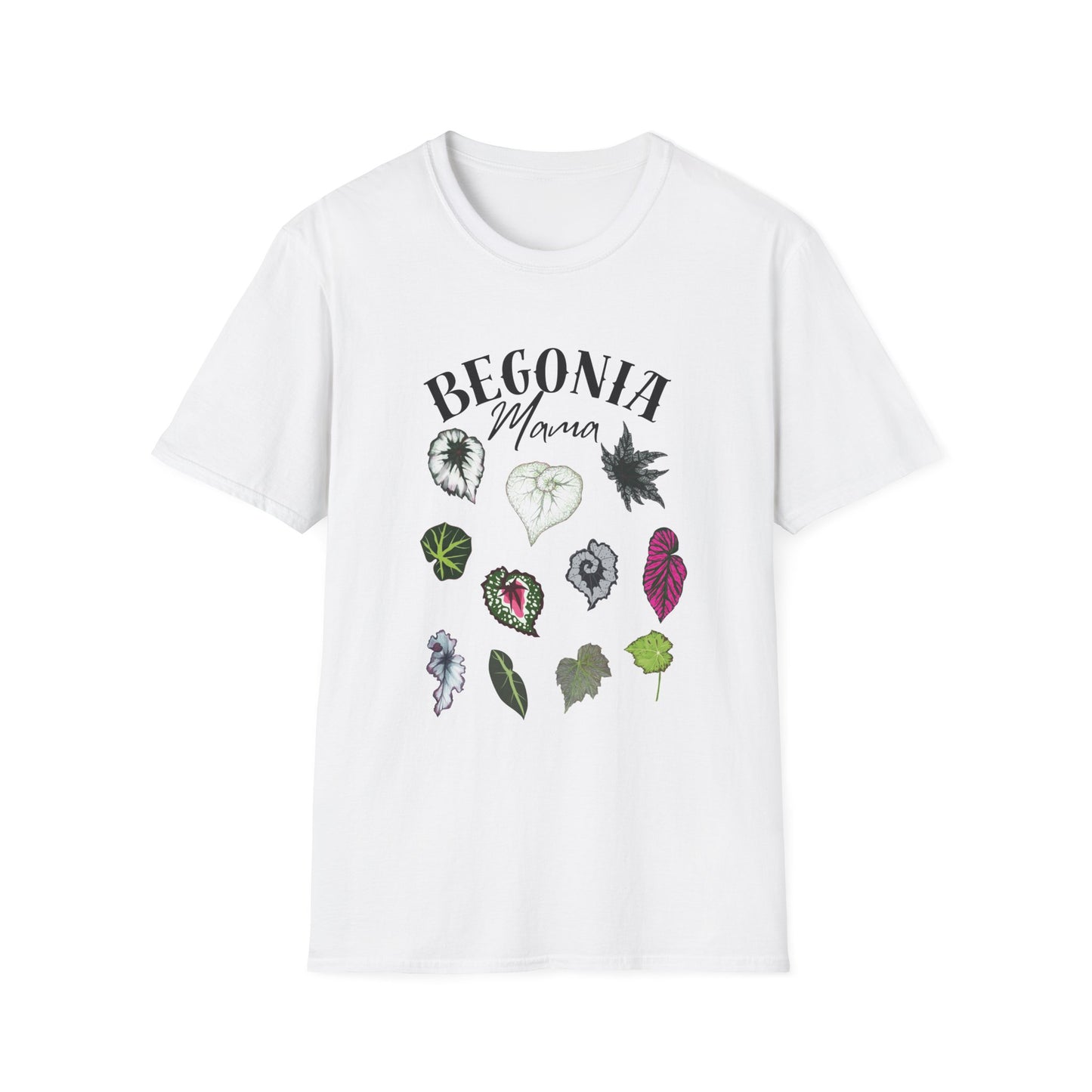 Begonia Mama T-Shirt – Plant Lover Tee with Begonia Leaf Shirt-Unisex Soft Style T-Shirt