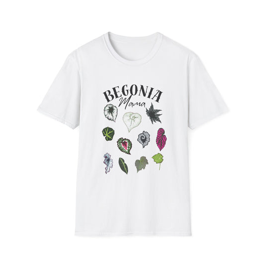 Begonia Mama T-Shirt – Plant Lover Tee with Begonia Leaf Shirt-Unisex Soft Style T-Shirt