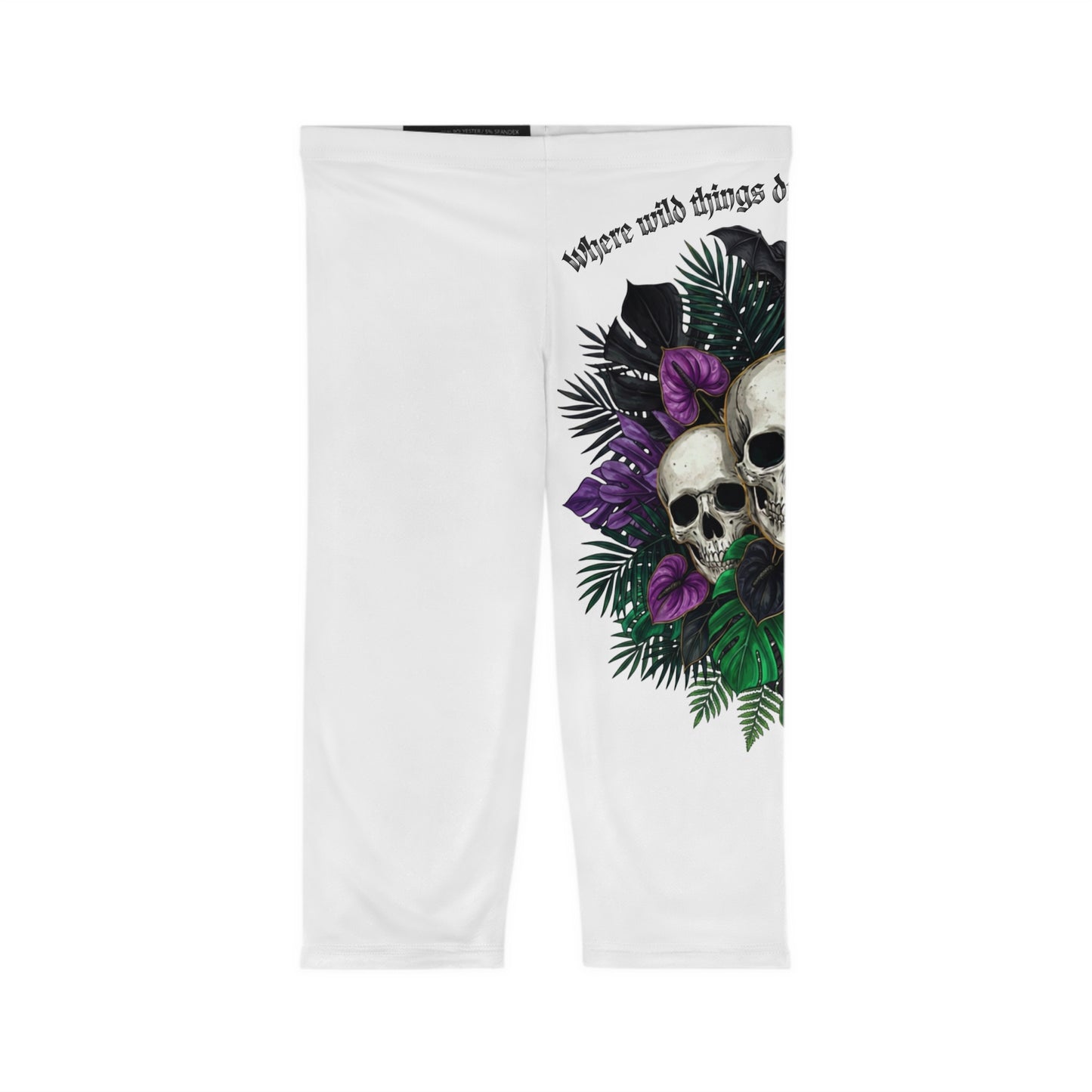 Skull & Purple Floral Capri Leggings