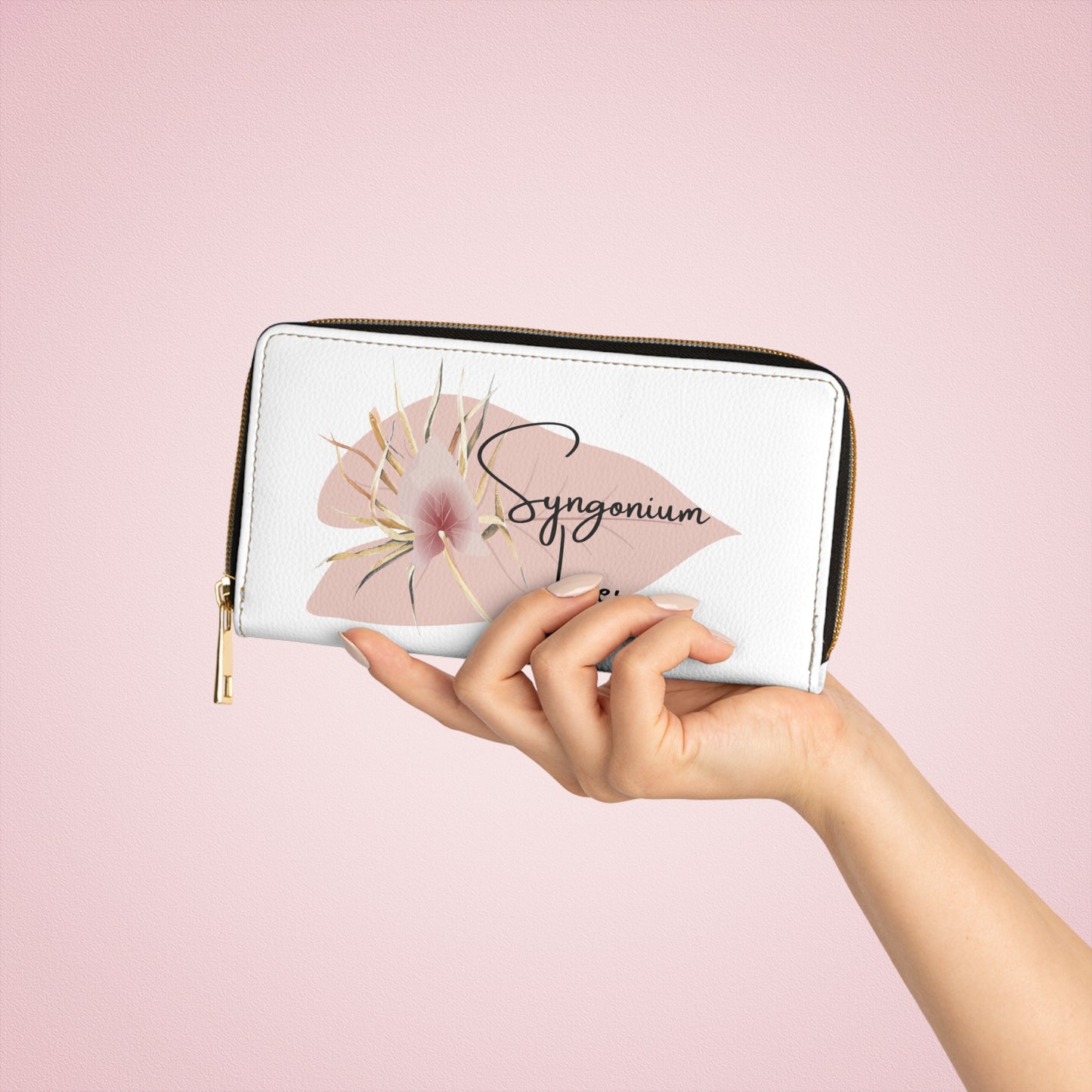 Syngonium Lover  Wallet for Plant Lovers, Botanical Zipper Wallet, Stylish Floral Purse, Great Gift for Gardeners, Indoor Plant Enthusiasts