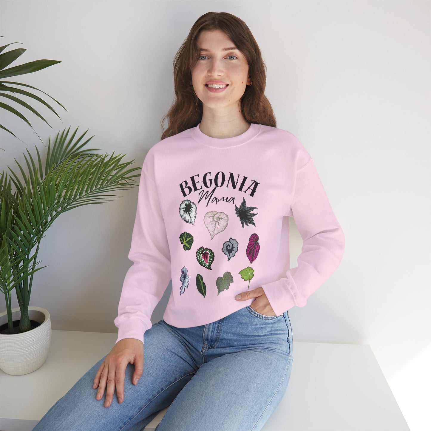 Begonia Mama Crewneck Sweatshirt — Botanical Plant Mom Pullover
