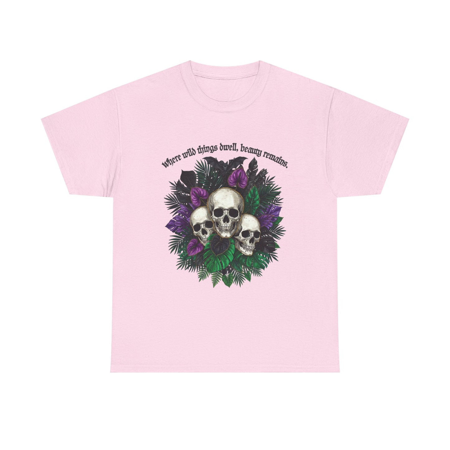 Where Wild Things Dwell, Beauty Remains- Skull Floral Tee —  Gothic Skull Floral Graphic T-Shirt