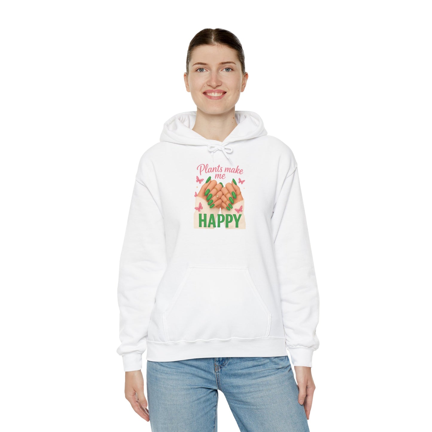 "Plants Make Me Happy" Plant Lover Hoodie — Plant Parent Hoodie Sweatshirt