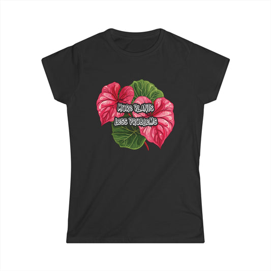 More Syngoniums Less Hate, Women's Softstyle Tee with Floral Design - Perfect for Gifts, Birthdays, Summer, Casual Wear, Plant Lovers