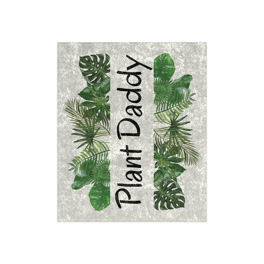 Plant Daddy Crushed Velvet Blanket – Tropical Green Leaf Throw for Plant Lovers