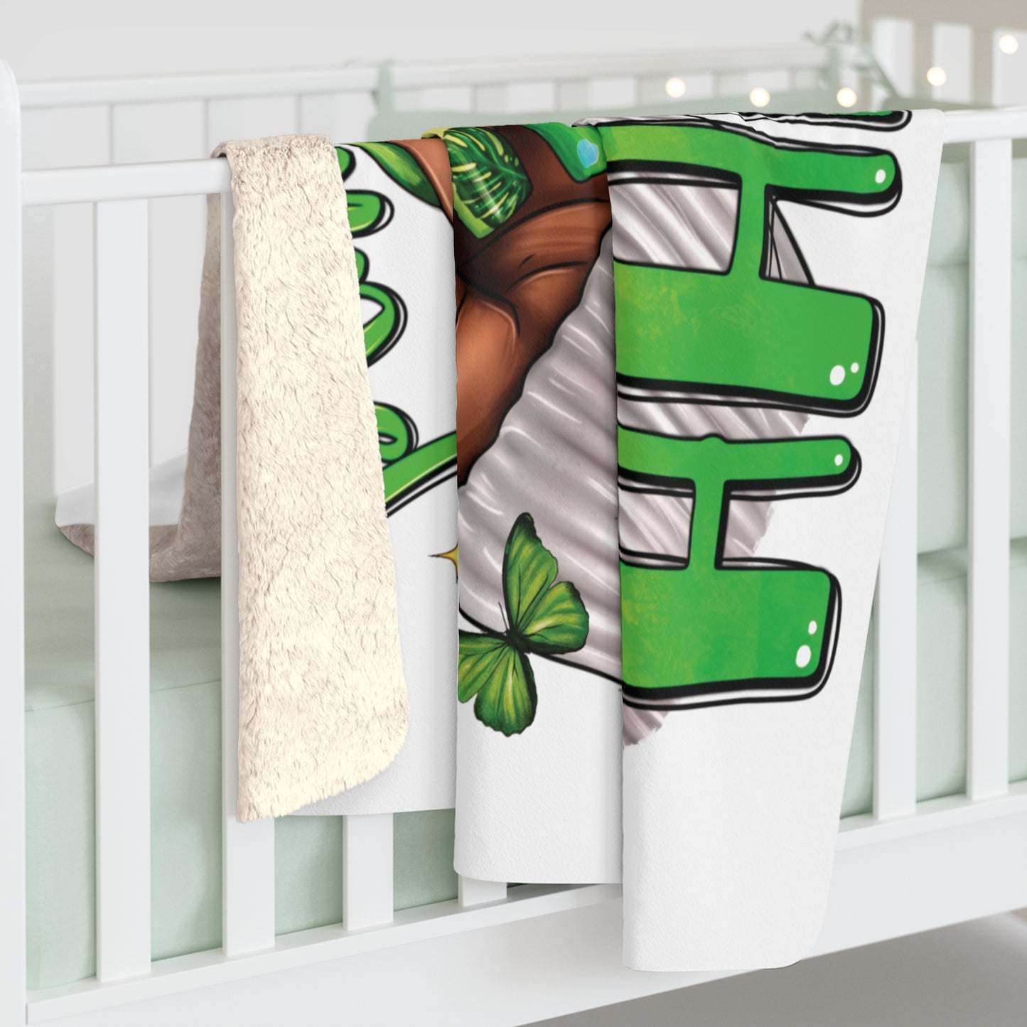 "Plants Make Me Happy"  Sherpa Fleece Blanket — Green Nails Cozy Throw