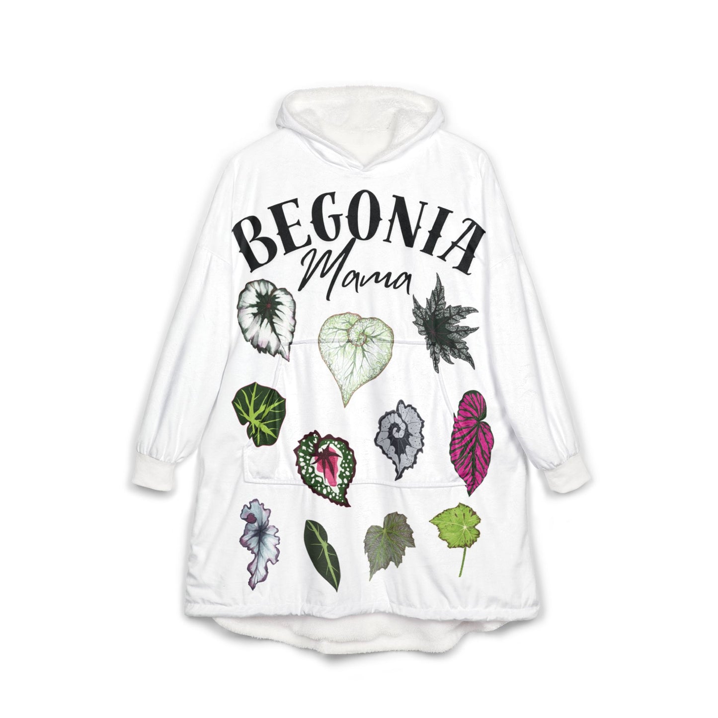 Begonia Mama Unisex Hooded Blanket for Cozy Plant Lovers