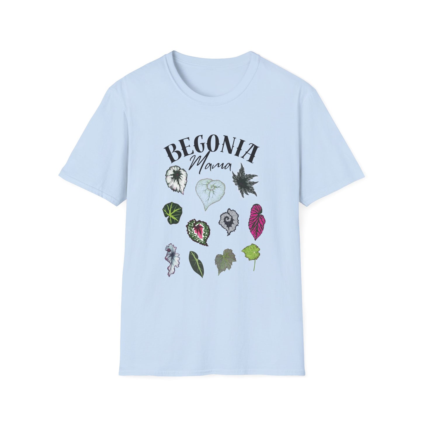 Begonia Mama T-Shirt – Plant Lover Tee with Begonia Leaf Shirt-Unisex Soft Style T-Shirt