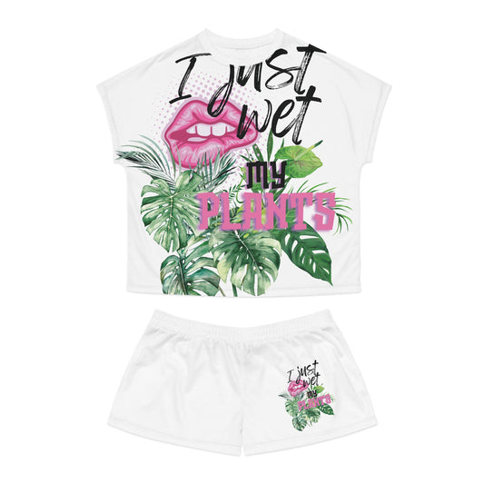 I Just Wet My Plants, Playful Women's Pajama Set, Perfect for Plant Lovers, Botanical Sleepwear, Gift for Her, Cozy Lounge Outfit