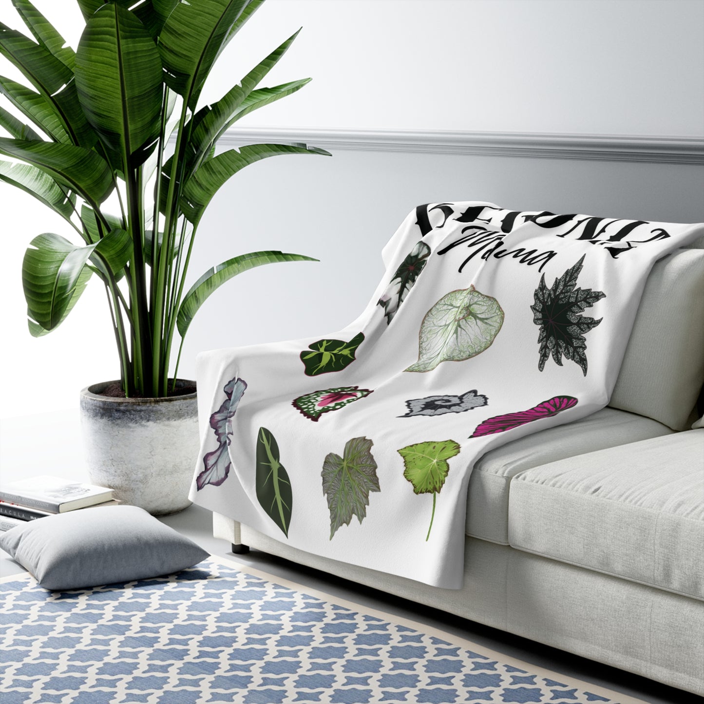 Begonia Mama Sherpa Blanket — Cozy Plant Mom Fleece Throw