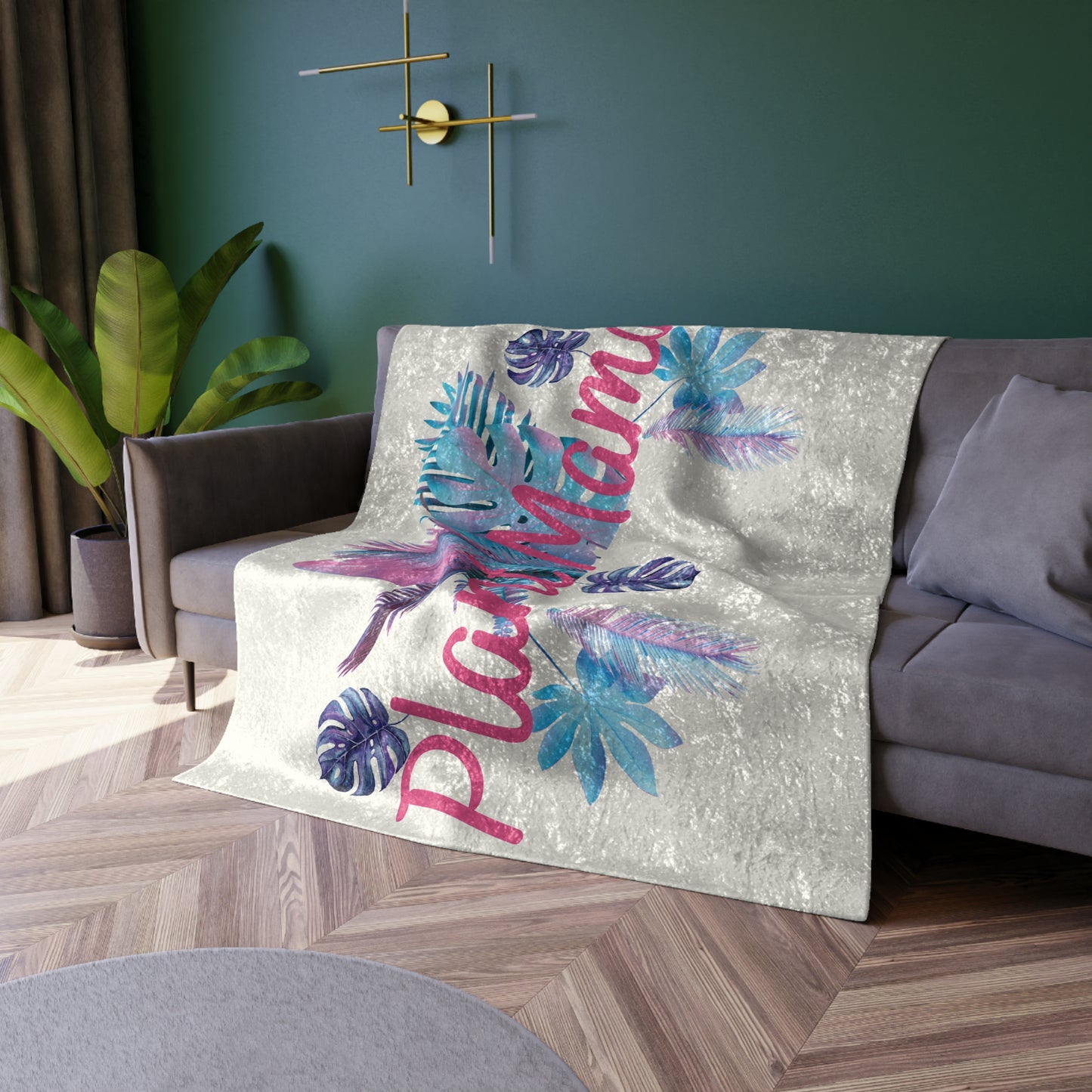 Plant Mama Crushed Velvet Throw Blanket