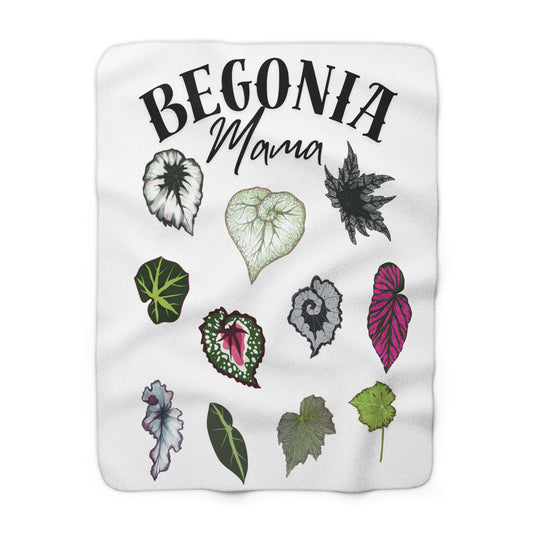 Begonia Mama Sherpa Blanket — Cozy Plant Mom Fleece Throw