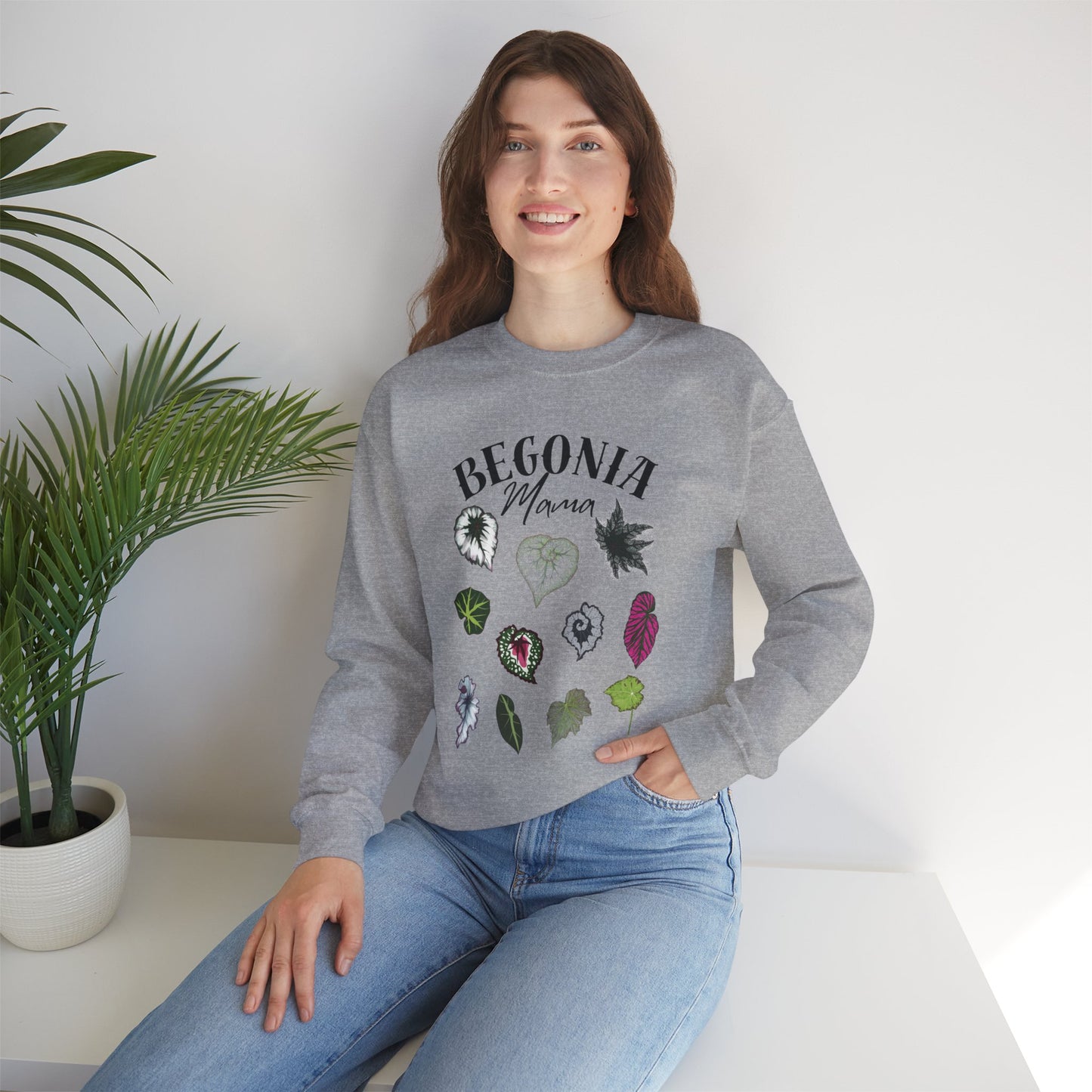 Begonia Mama Crewneck Sweatshirt — Botanical Plant Mom Pullover