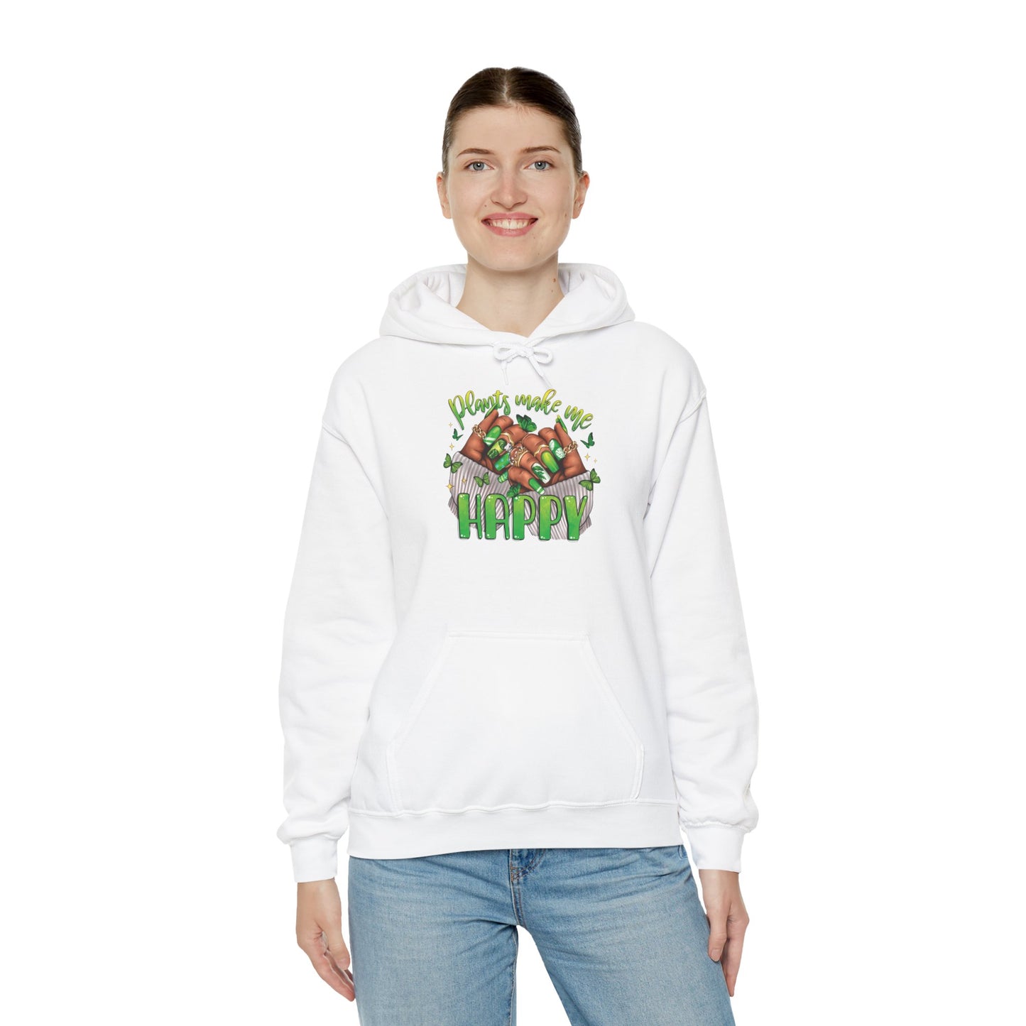 "Plants Make Me Happy" Cute Nail Hoodie Sweatshirt