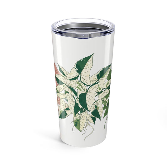 20oz Syngonium Plant Pattern Tumbler — Botanical Syngoniums Design, Green, Pink, & Blush