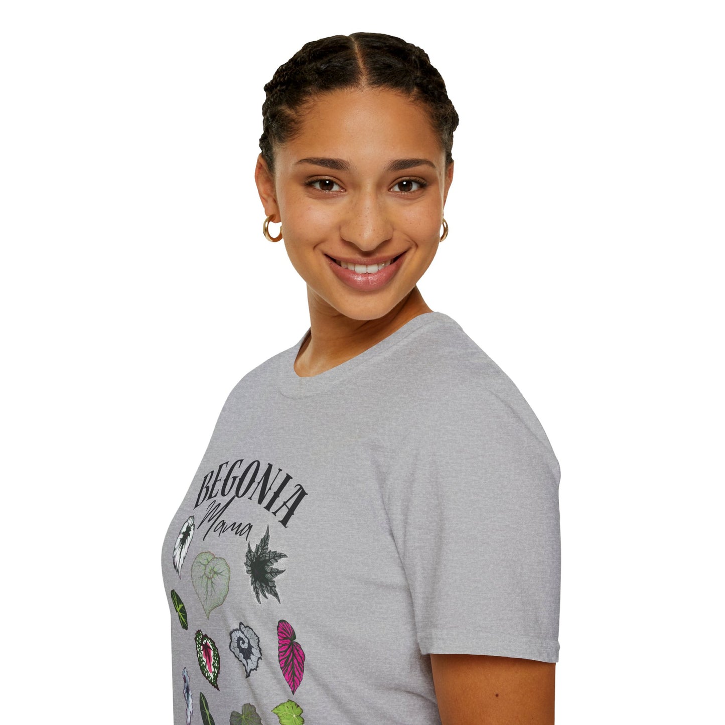 Begonia Mama T-Shirt – Plant Lover Tee with Begonia Leaf Shirt-Unisex Soft Style T-Shirt