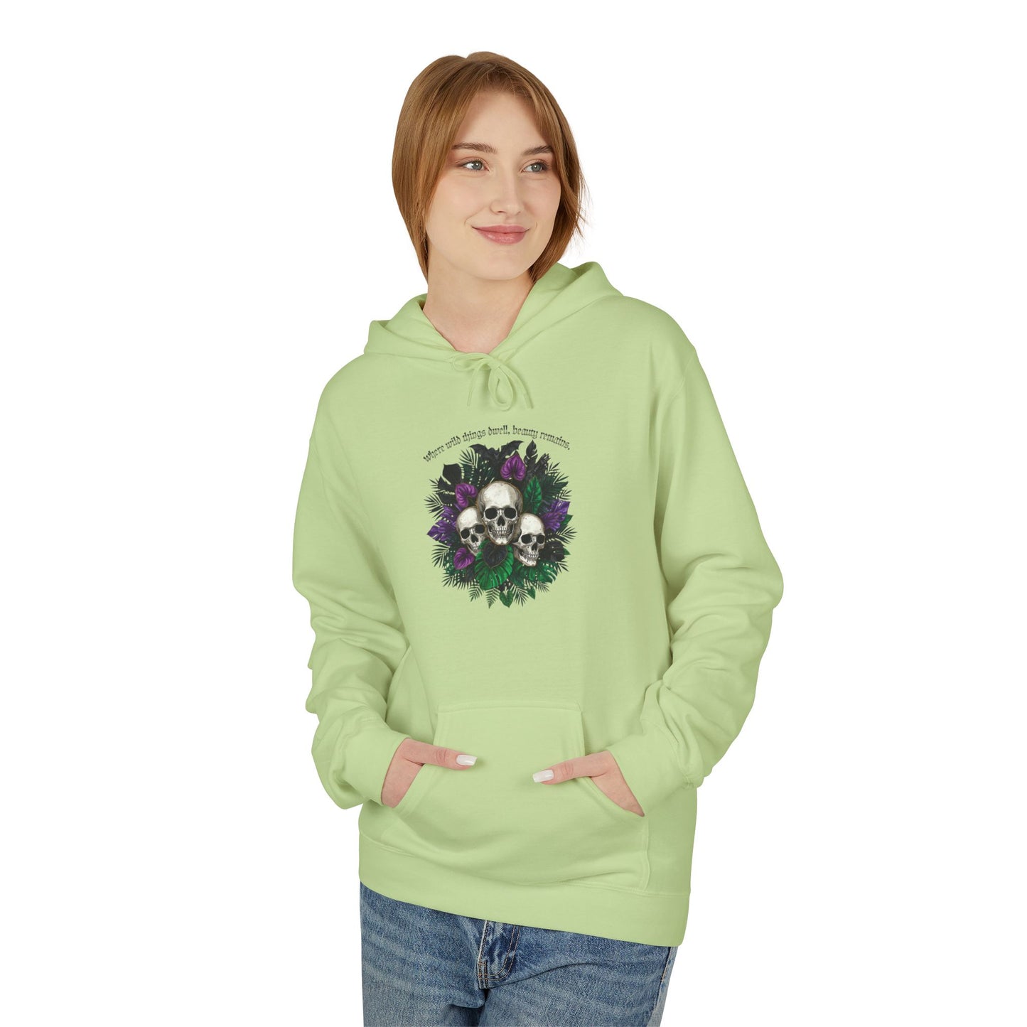 Where Wild Things Dwell, Beauty Remains -Floral Skull Hoodie