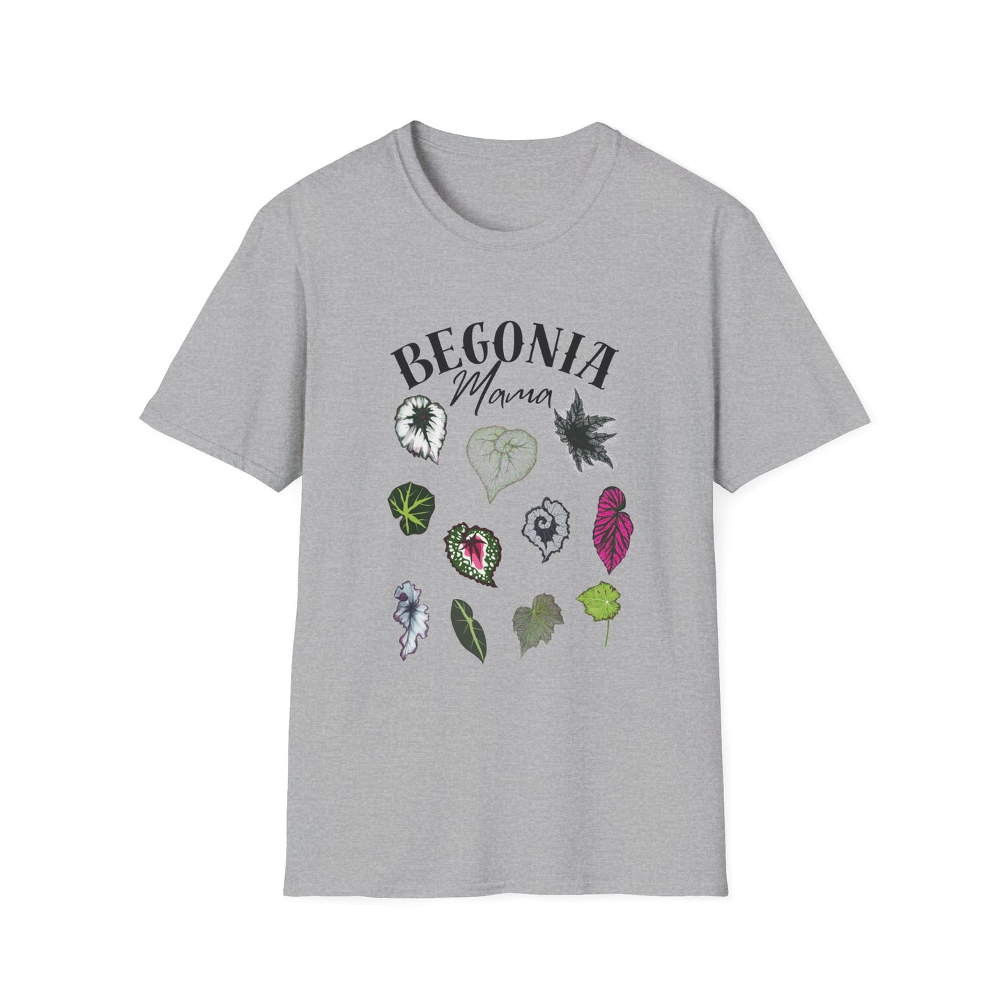 Begonia Mama T-Shirt – Plant Lover Tee with Begonia Leaf Shirt-Unisex Soft Style T-Shirt