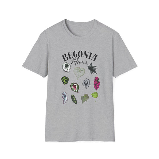 Begonia Mama T-Shirt – Plant Lover Tee with Begonia Leaf Shirt-Unisex Soft Style T-Shirt