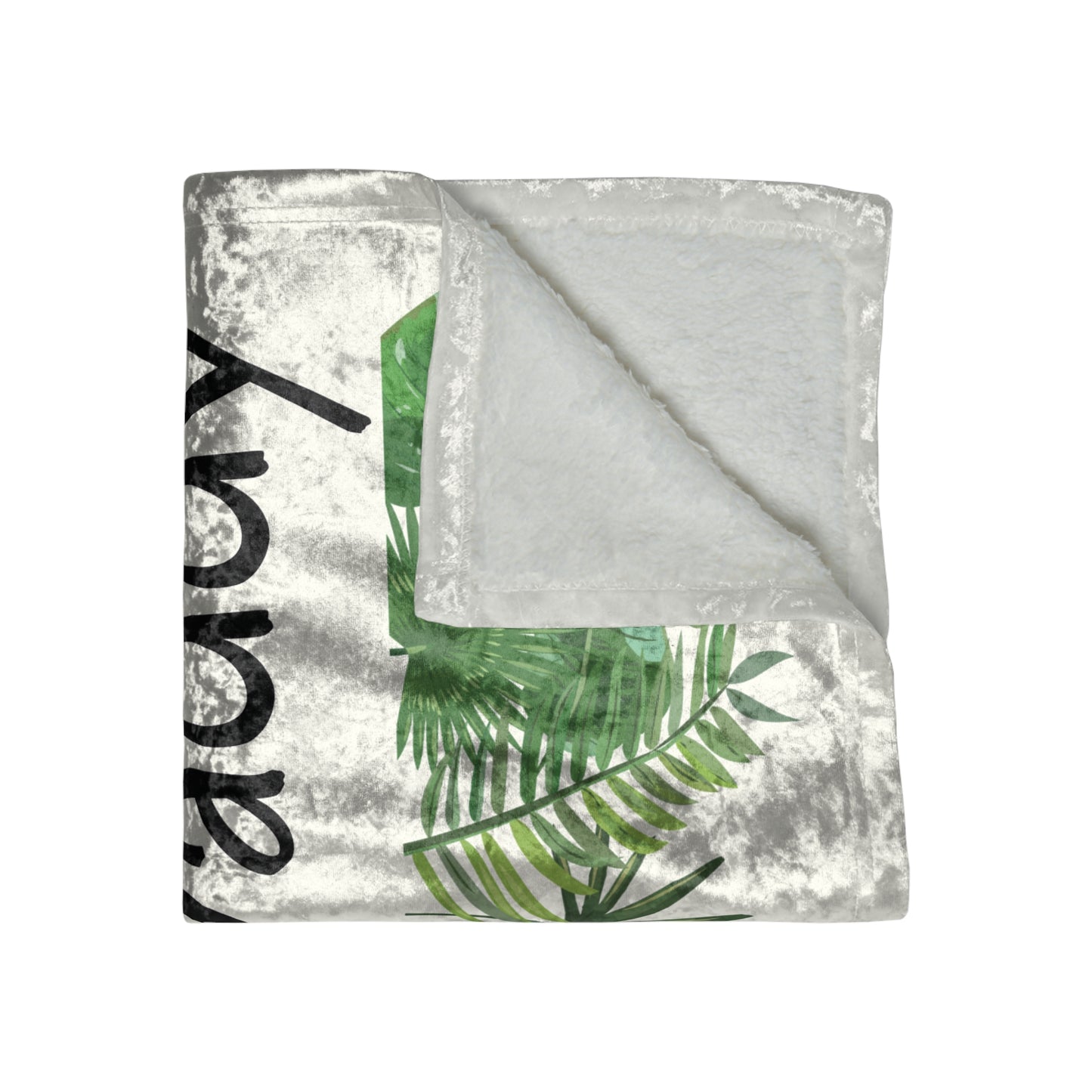 Plant Daddy Crushed Velvet Blanket – Tropical Green Leaf Throw for Plant Lovers